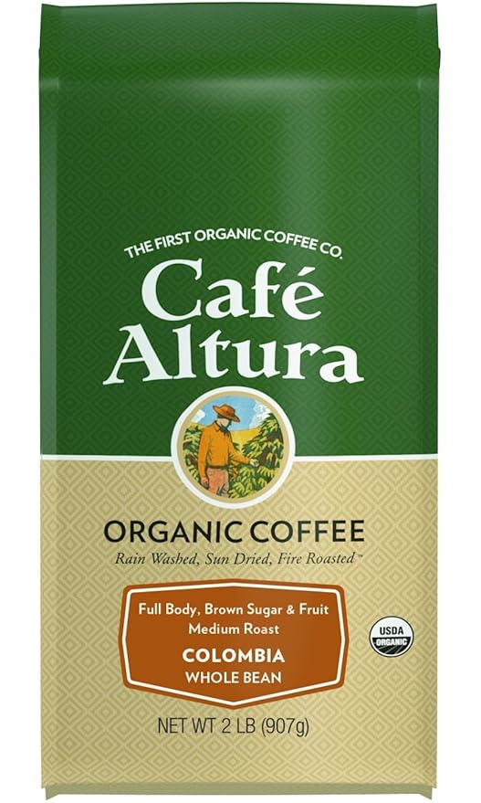 Cafe Altura Whole Bean Organic Coffee Colombian 2 lb Bag