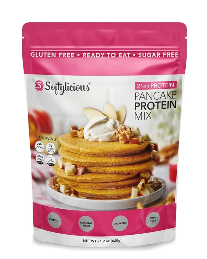 Softylicious High-Protein Pancake Mix – 21g Protein Per Serving Customizable with Your Favorite Toppings – Gluten Free Low Carb Sugar Free High Protein Pancake Mix Easy breakfast or Snack