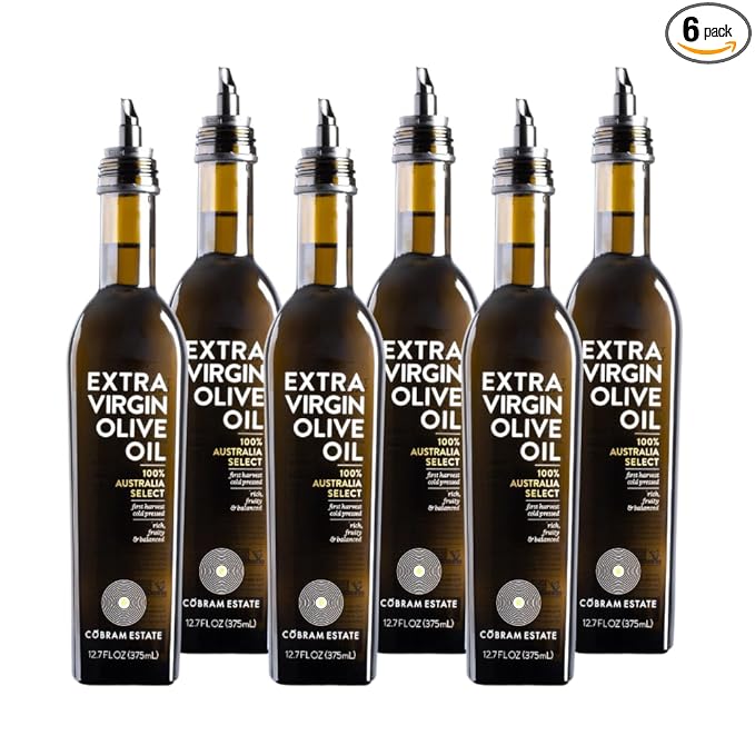 Cobram Estate Australia Select Extra Virgin Olive Oil - First Cold Pressed Non-GMO Keto Friendly High in Antioxidants Fruity &amp Balanced - Cold Pressed Olive Oil Bottle EVOO - 375 ml (Pack of 6
