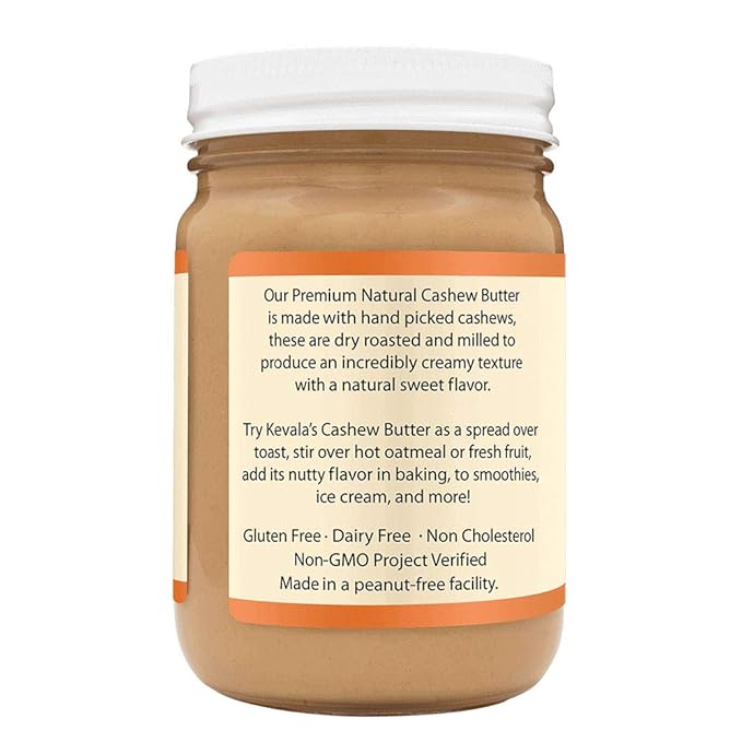 Kevala Cashew Butter - 3Pack Spreadable Cream for Sandwiches with no Additives Premium Natural Spread for Toast and Pancakes Nutritious Addition to Breakfast and Healthy Snacks Glass Jar 12 oz