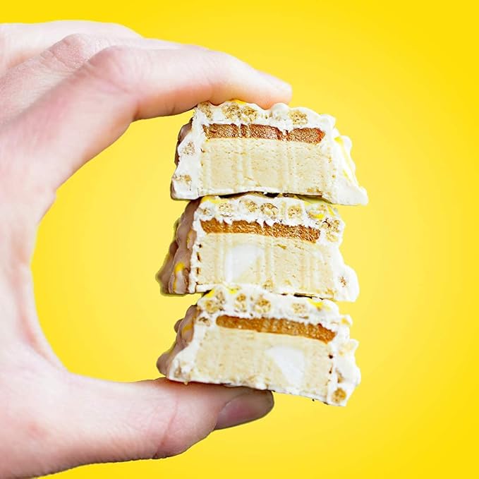FITCRUNCH Snack Size Protein Bars 6-Layer Baked Bar 3g of Sugar &amp Soft Cake Core (18 Bars Lemon Cake)