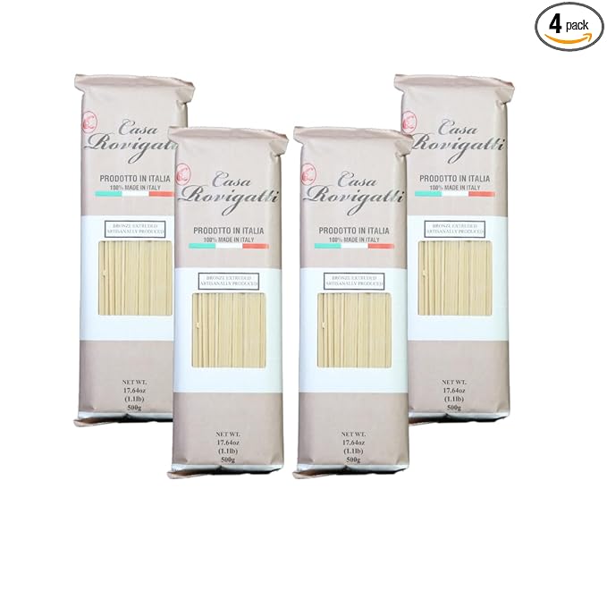 Casa Rovigatti Bronze Extruded Italian Spaghetti Artisanal Made in Italy 17.64 oz 500g 4 Pack