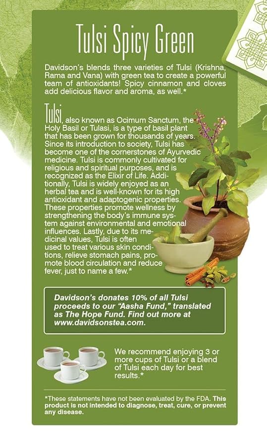 Davidson's Organics Tulsi Spicy Green 25-count Tea Bags Pack of 6