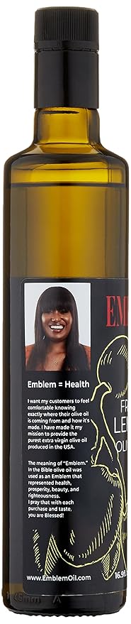 Emblem 100% Extra Virgin and Infused Olive Oil for Everyday Kitchen Use | Cold Extracted Cooking &amp Baking | Non GMO Keto Vegan Friendly 500ml (Fresh Lemon)