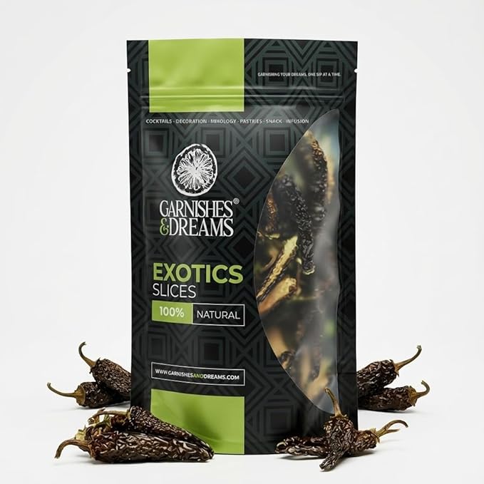 Garnishes &amp Dreams Dehydrated &amp Dried Jalapeño Halfs (7oz) – Natural Spicy Vegetable for Cocktails Mixology Culinary Garnish &amp Cooking No Sugar Added Edible Dried Jalapeño