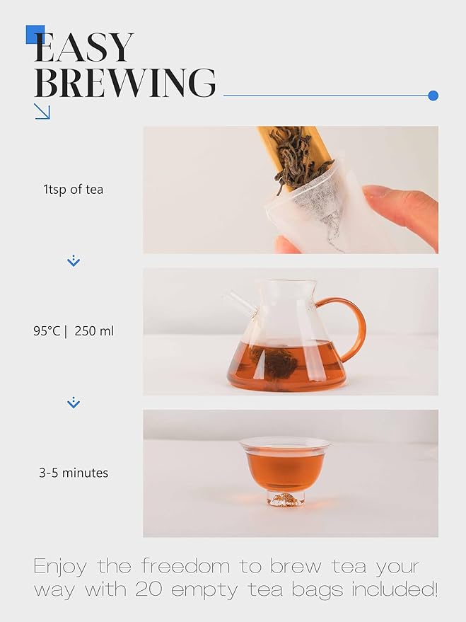 CO-OP 1950 Ripe Pu Erh Tea Loose Leaf 150g Premium Yunnan Whole Loose Large-Leaf Fermented Pu-erh Smooth Mellow &amp Rich Pure Pine Smoke Aroma No Additives 20 Empty Teabags Included