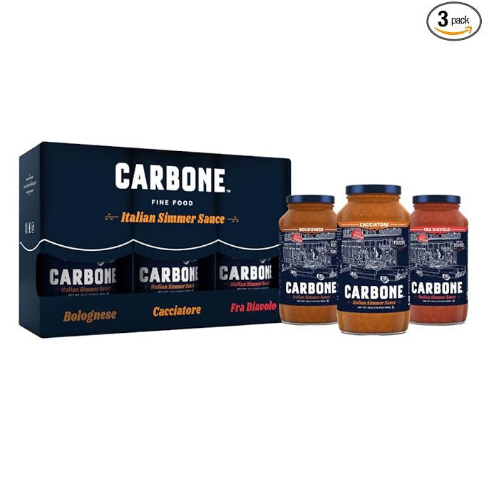 Carbone Simmer Sauce VARIETY PACK of Bolognese Fra Diavolo Cacciatore Sauce Made with Fresh Natural Ingredients Non GMO Gluten Free Low Carb 24 Fl Oz (Pack of 3)