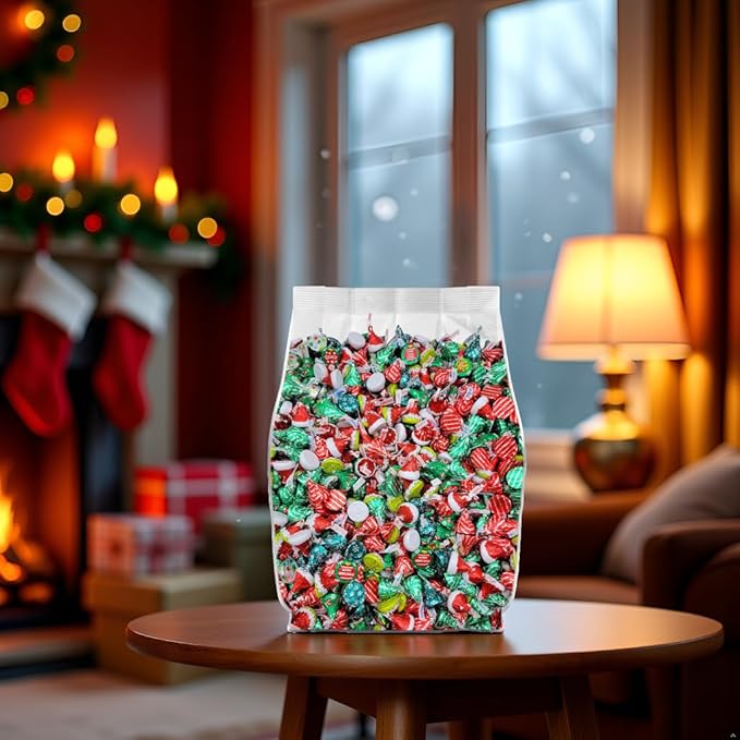 Christmas Kisses Chocolate Candy Variety Pack - 5lb Bulk Kisses and Hugs Chocolate Candy Individually Wrapped for Stocking Stuffers Secret Santa Gift Bags &amp Holiday Party Favors - Bulk Christmas