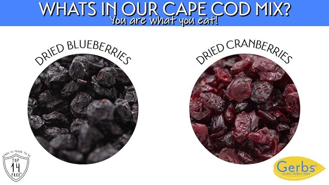 Gerbs Sweetened Blueberry &amp Cranberry Dried Fruit Snack Mix 2 lbs. | Unsulfured No Preservatives Resealable Bag | Naturally Sweet &amp Chewy with Tart Berry Flavor | Top 14 Allergen-Free
