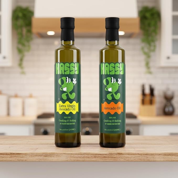 HASSY Avocado Oil Duo – High-Heat Cooking Oil &amp Extra Virgin Oil for Salads Dressings &amp Finishing Touches – Non-GMO Kosher Premium Quality