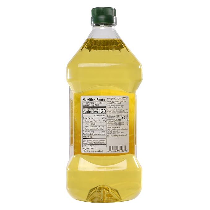Mantova 100% Pure Grapeseed Oil 68 oz Pack of 1 Product of Italy Keto and Vegan Friendly Gluten Free