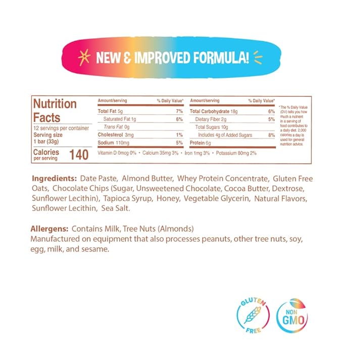 ZEEK BAR - Kids Protein Bars - 6g Protein - All Natural Non-GMO Gluten Free - Variety 12 Count - New &amp Improved Formula!