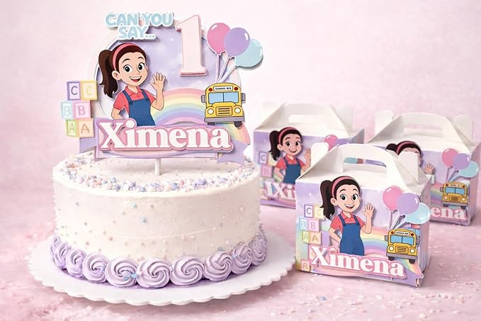 Personalized Rainbow Kids Birthday Cake Topper ABC Blocks Learning Theme Custom Name &amp Age Handmade Party Decoration