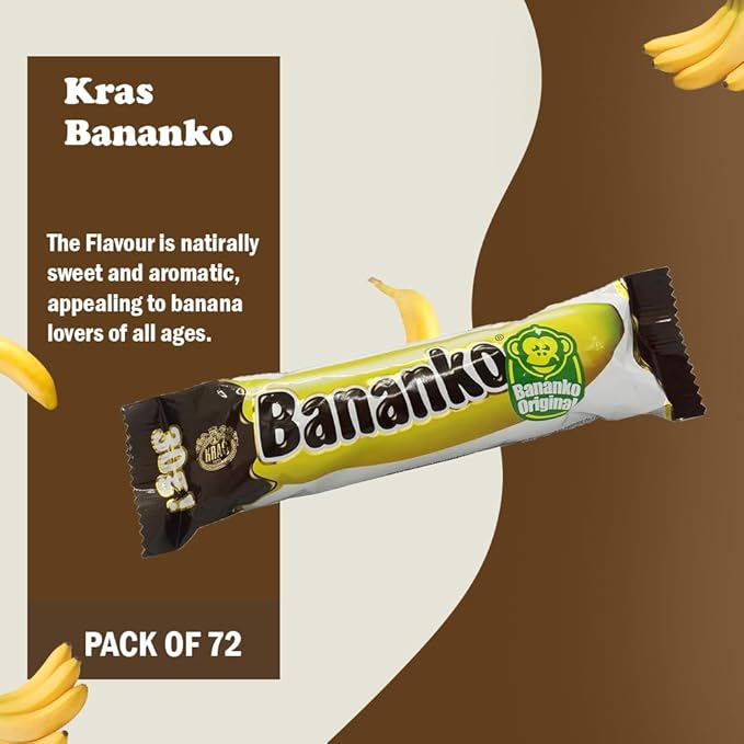 Kraš Bananko 120g - Irresistibly Delicious Mini Chocolate Covered Foam Bananas - Treat Yourself to Every Bite of Sweet Bliss! Pack of 5 (30G 72 Pack)