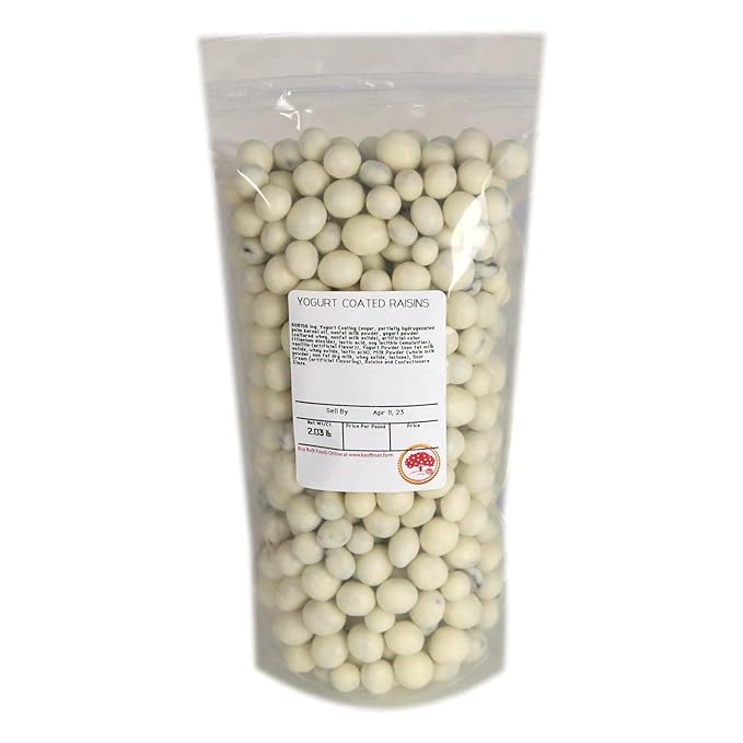 Kauffman Orchards Yogurt Coated Raisins Candy Bulk 2 Lb. Bag (Pack of 3)