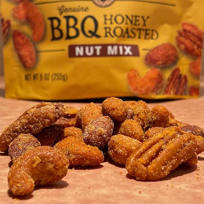 Rufus Teague - BBQ Honey Roasted &amp Hot BBQ Honey Roasted Variety - 9 oz Resealable Bags - 6 Pack