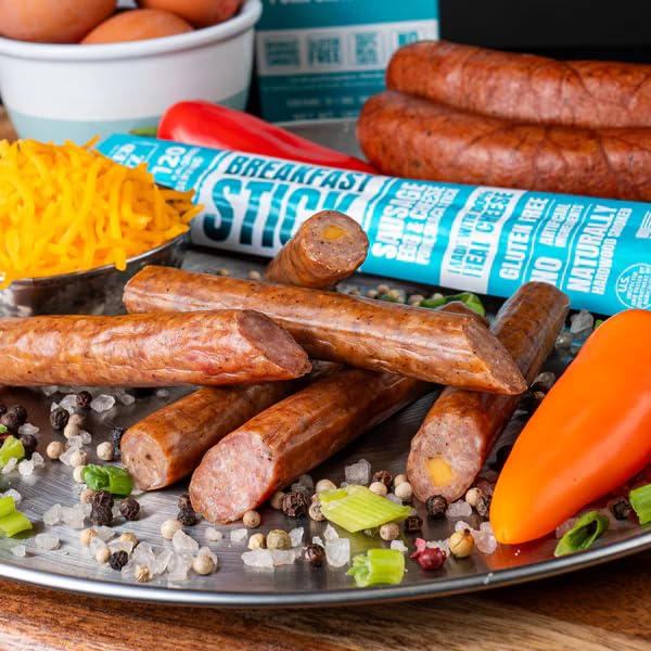 Wicked Cutz Sausage Egg and Cheese Stick 12g Protein Per Gluten Free Breakfast Stick USA Made High Protein Carnivore Snacks Breakfast Meat Sticks (12 Sticks)
