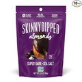 SkinnyDipped Super Dark Chocolate + Sea Salt Almonds Vegan Healthy Snack Plant Protein Gluten Free 3.5 oz Resealable Bags Pack of 10
