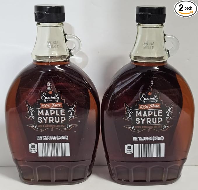 Specially Selected 100% Pure Maple Syrup Grade A Amber Color Rich Taste 12.5fl oz 370ml (Two Jars)