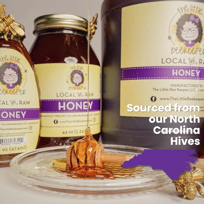 The Little Beekeeper Wildflower Honey | 60lbs |100% Raw &amp Unfiltered | Local North Carolina Honey | Natural Sweetener | 5 Gallon Container