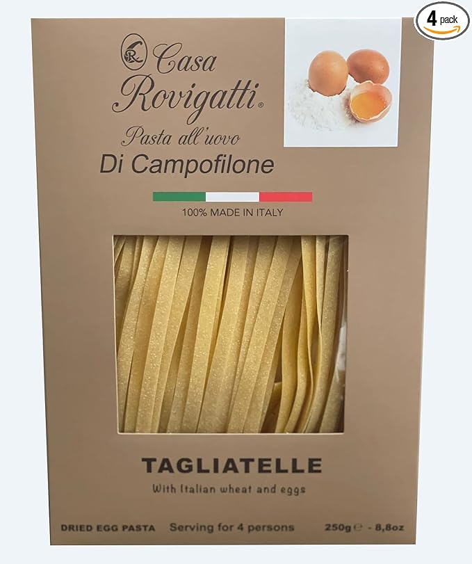 Tagliatelle Gourmet Egg Pasta (Pack of 4) - Italian Pasta From the Region of Di Campofilone- Imported Italian Gourmet Egg Pasta- 8.8 ounces / 250 grams