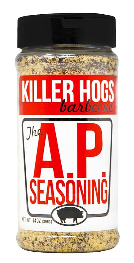 Killer Hogs AP Seasoning Championship BBQ and Grill All Purpose Dry Rub for Beef Steak Burgers Pork and Chicken Salt Pepper Garlic 14 oz Shaker
