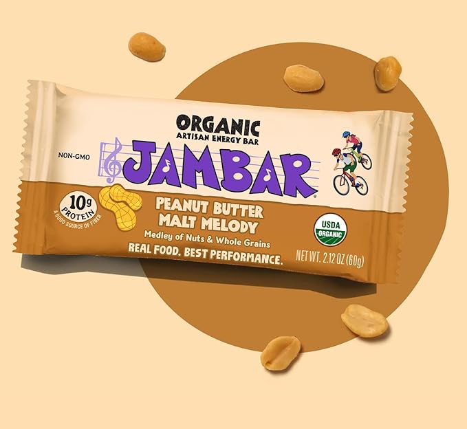 JAMBAR Organic Artisan Energy Bar (Peanut Butter Malt Melody - 12 Pack)