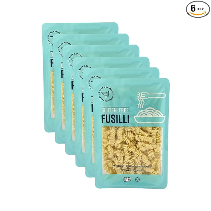 Gluten-Free Pasta Fusilli Fresh Brown Rice Noodles Cooks in Just 3 Minutes Kosher Taste Republic Frozen 9oz (6 pack)