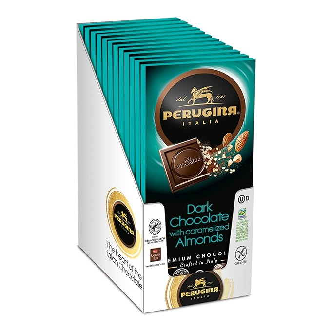 Perugina Dark Chocolate With Almonds bar 3 Ounce (Pack of 12)