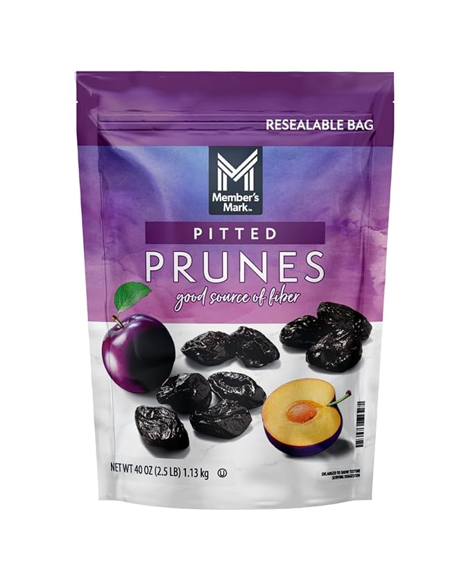 Dried Pitted Prunes – Member Mark Quality 2 Pack of 40 oz Resealable Bags – High in Fiber Naturally Sweet Great for Snacking Baking &amp Smoothies