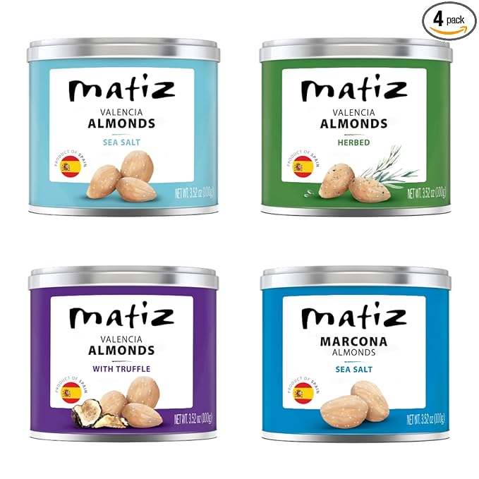 Matiz Valencia/Marcona Almonds Variety Pack 4x100g | Spanish | Artisanal (4 Pack - 400g Variety Pack)