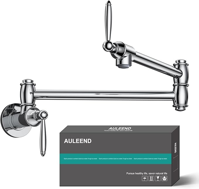 Wall-Mounted Foldable Brass Pot Filler Faucet for Kitchen Multifunctional Adjustable Water Faucet (Chrome)