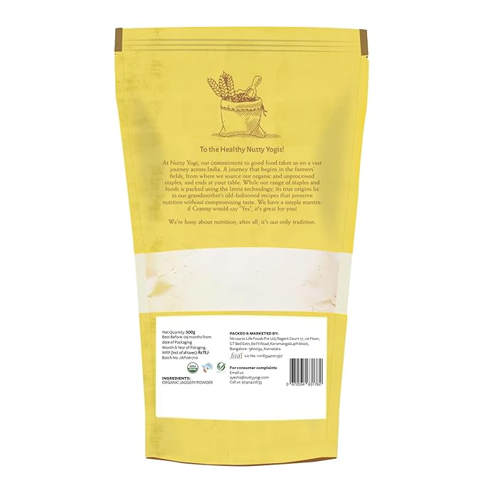 Nutty Yogi Organic Jaggery Powder Low Gi High In Nutrients 100% Organic Sweetener Caramel Flavour Tea Original Gur(500 G (Pack Of 4))
