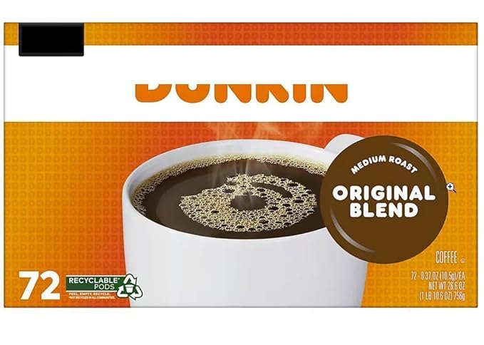 Dunkn. Donuts Original Blend Coffee K-Cup Pods Medium Roast 72ct