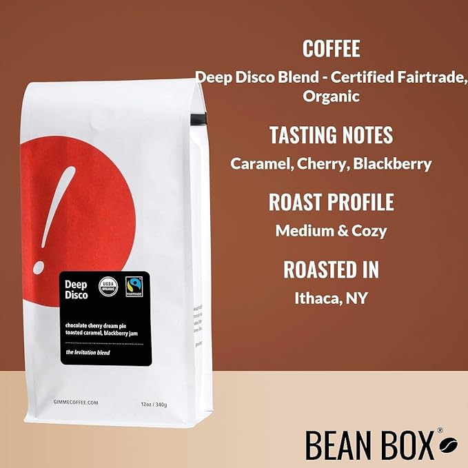 Deep Disco Blend - Certified Fairtrade Organic - Roasted by Gimme! Coffee - Freshly Ground Coffee - 12 Ounce Bag