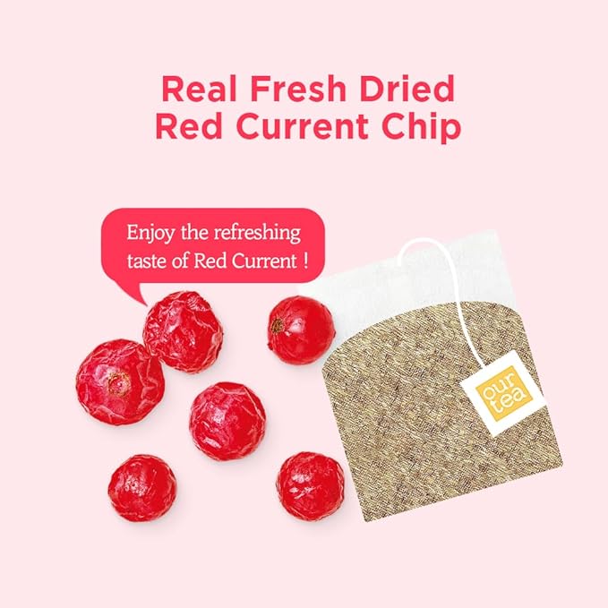 ROASTIQUE Pink Lychee Chamomile with Real Dried Fruit – Premium Orgainc Sweet Fruit Blend Eco-friendly PLA bags 8 Tea Bags
