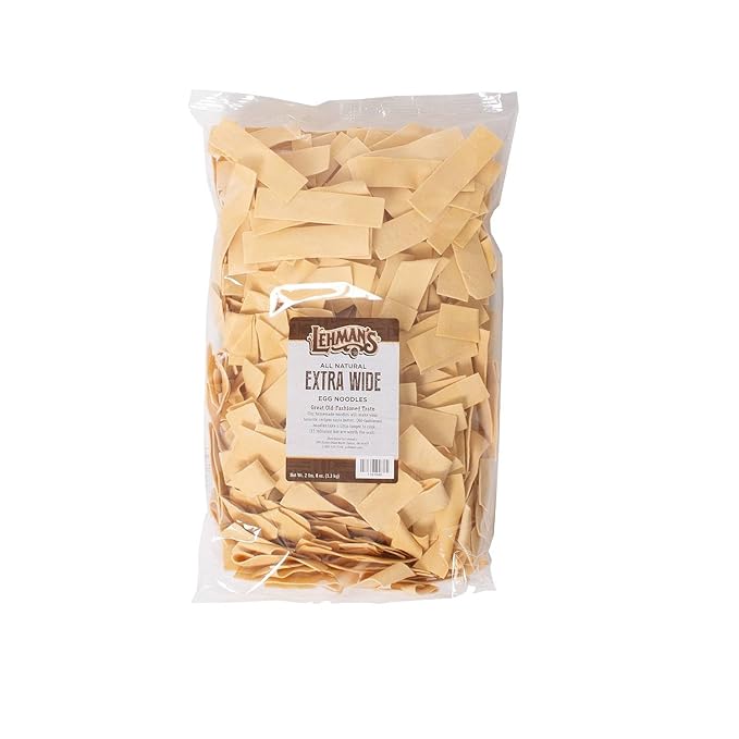 Lehman's Homemade Egg Noodles All Natural USA Made Amish Pasta Case of Four Big 40 oz Bags Extra Wide 1 Inch Width
