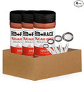 Rib Rack BBQ Sauce – 3x Rib Rack Ssnng Rub Spicy SF 5.5 OZ – Bundle with Measuring Spoon Set – Savory and Spicy Blend of Herbs and Aromatics for Cooking and Grilling – Gift Set (4 Items)