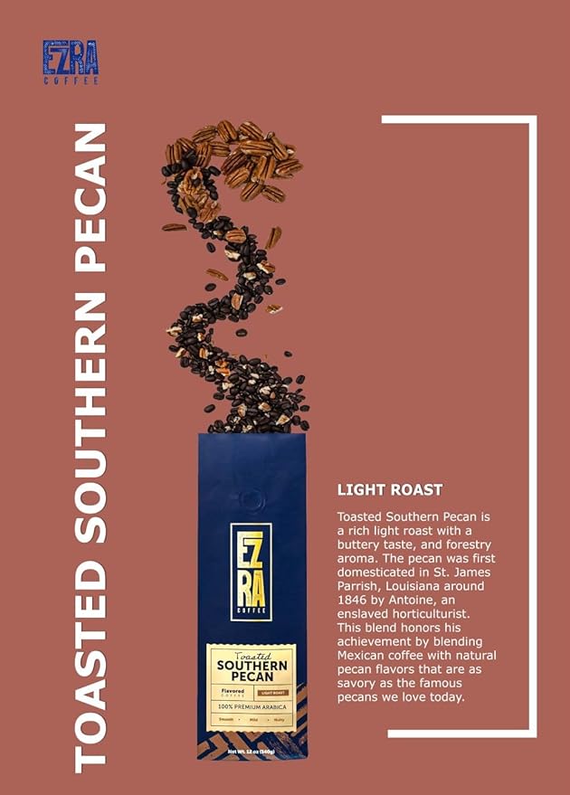 Ezra Coffee Toasted Southern Pecan Light Roast Whole Beans Coffee - 12 ounce
