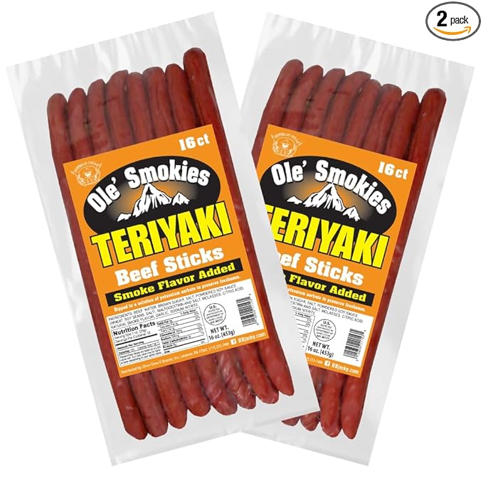 Buffalo Bills Teriyaki Ole' Smokies 16-ct Bulk 9-Inch Beef Sticks (two 1-lb bags)