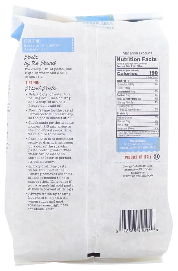 Delallo Tortiglioni Pasta (16x16Oz )