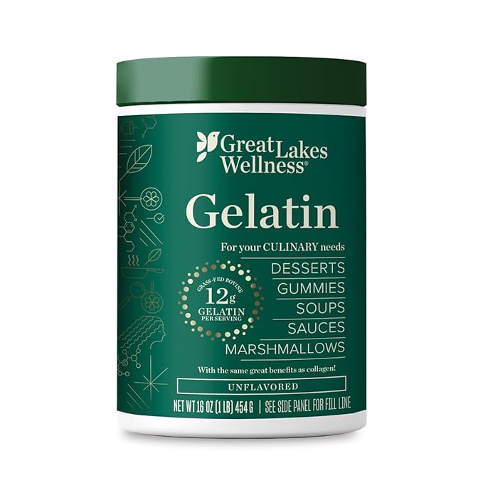 Great Lakes Wellness Collagen Peptides Powder for Skin Hair Nails Joints &amp Digestion - Unflavored - Quick Dissolve Hydrolyzed Non-GMO Keto Kosher - 16 oz - 2 Pack - Packaging May Vary