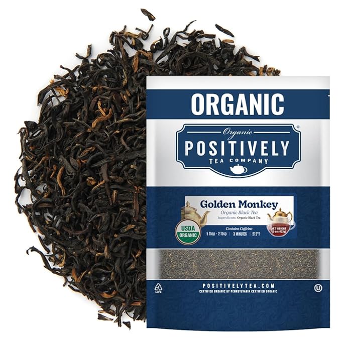 Organic Positively Tea Company Golden Monkey Black Tea Loose Leaf 16 Ounce