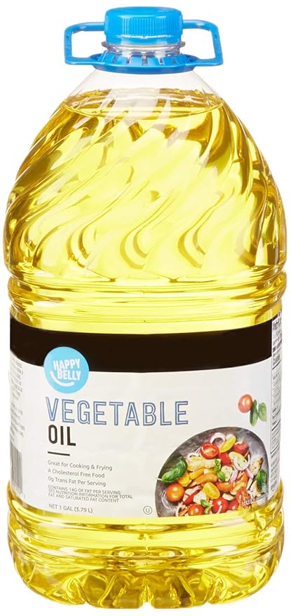 Amazon Brand Happy Belly Raw Wildflower Honey (2 Pound) and Vegetable Soybean Oil (128 Fl Oz)