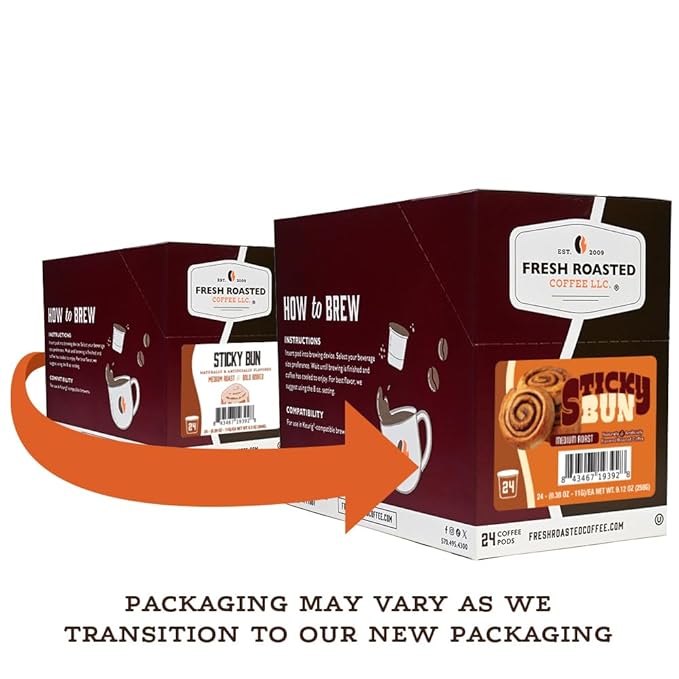 Fresh Roasted Coffee Sticky Bun Flavored Coffee Pods 72 Count