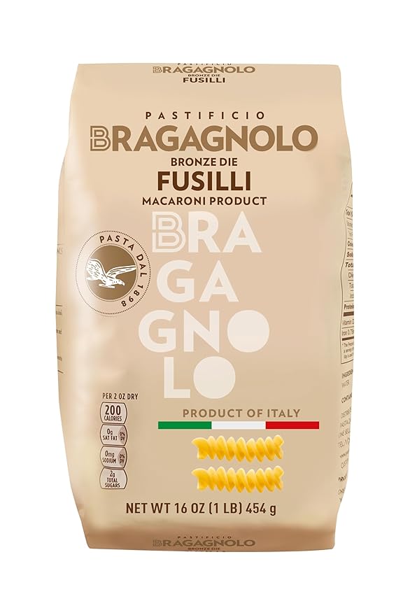 Sample Pack 1(Pastificio Bragagnolo) 1 Pound Bag of Penne Rigate 849 1 Pound Bag of Fusilli 857 1 Pound Farfalle 831 Bronze-Drawn 100% Italian Pasta Made with Durum Wheat Semolina Flour Non GMO