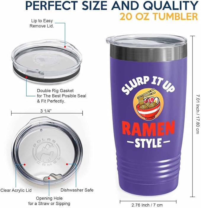 Ramen Lover Purple Edition Viking Tumbler 20oz - Slurp it up - Food Lovers chicken pumpkin vegan pantry spicy noodles