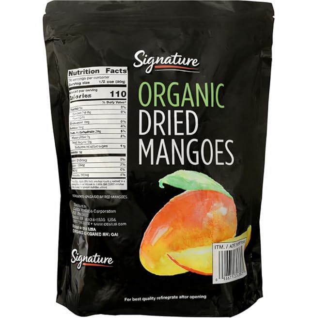 Signature Organic Dried Mangoes Unsulfured &amp Naturally Sweet 2.5 lb Bag (Pack of 2) USDA Organic Dried Fruit Snack