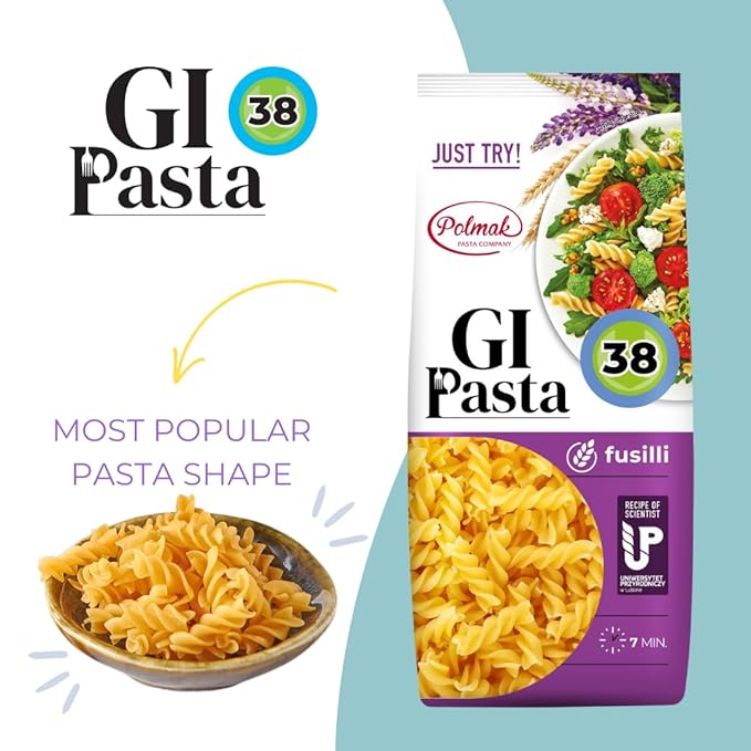 GI Pasta Fusilli 14-Pack (123.2 oz Total) | Low Glycemic Fine-Cut Italian Dry Pasta Perfect for Soups Broths and Light Dishes
