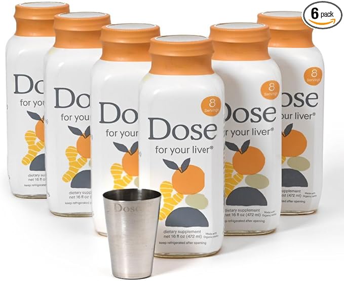 Dose for Your Liver Cleanse Detox &amp Repair Made with Organic Milk Thistle Supplement with Turmeric Dandelion Ginger and Orange Supports Healthy Liver Function16oz Bottle 6 Pack (6 Week Supp